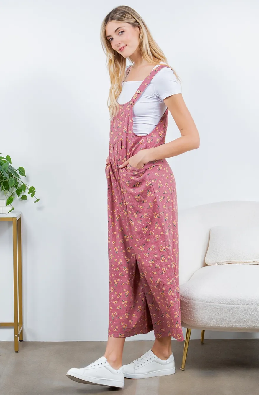 Floral Wide Leg Overalls