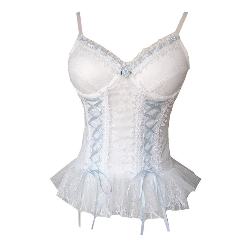 French Retro Lace Corset Sling Top Women