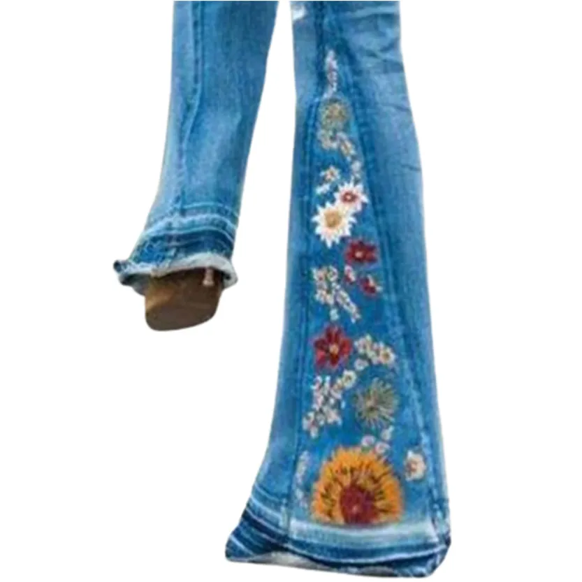 Funki Buys | Pants | Women's Boho Hippy Embroidered Jeans