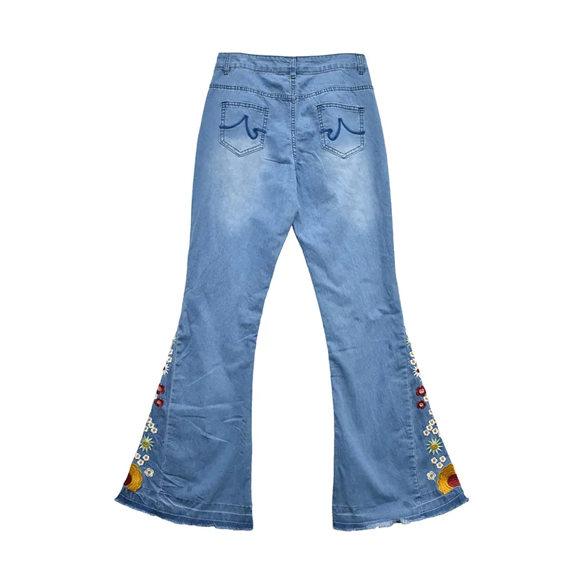 Funki Buys | Pants | Women's Boho Hippy Embroidered Jeans