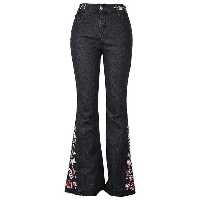 Funki Buys | Pants | Women's Boho Hippy Embroidered Jeans