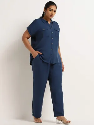 Gia Blue Mid Rise Straight Pants