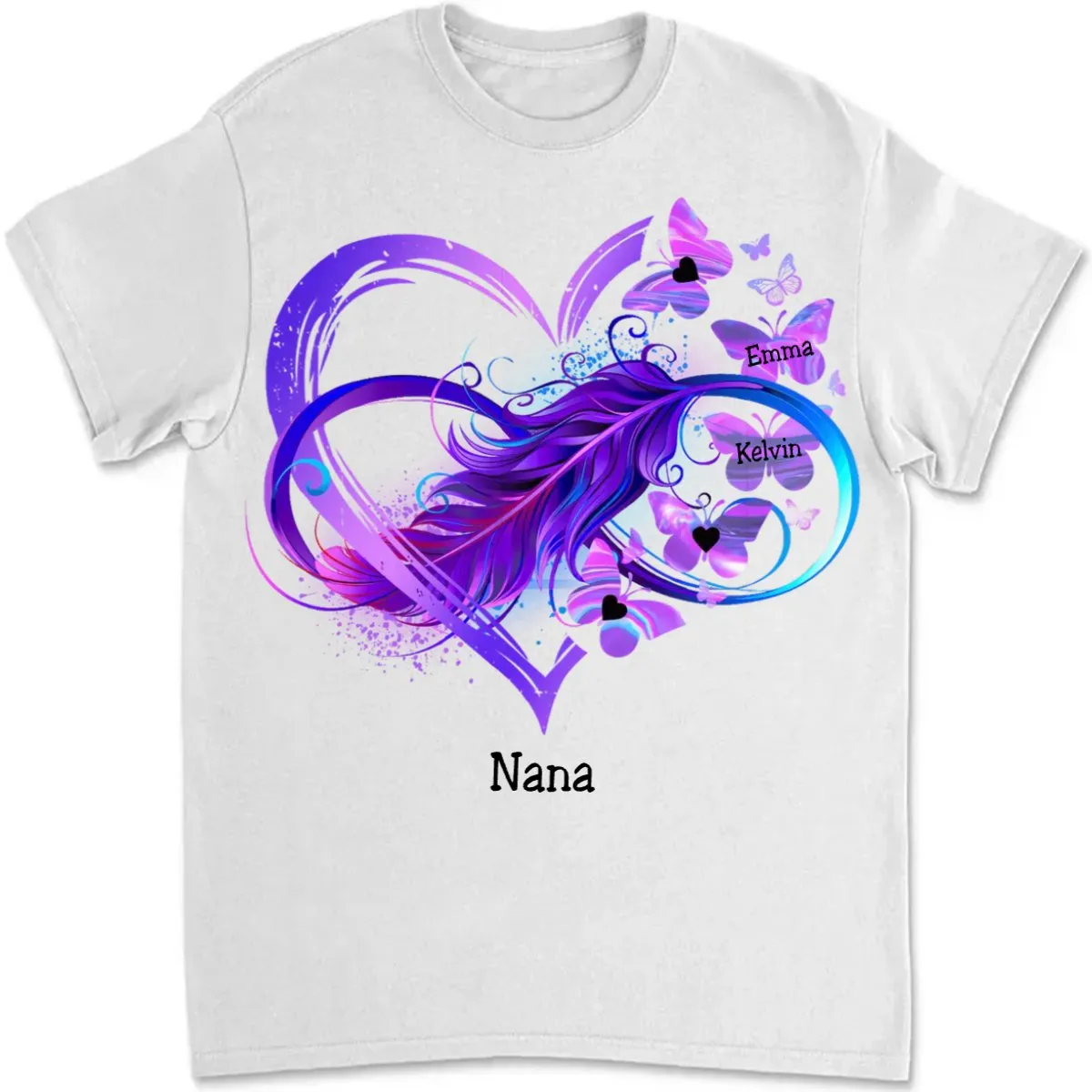 Grandma - Infinity Butterfly Love Family - Personalized T-shirt (LH)