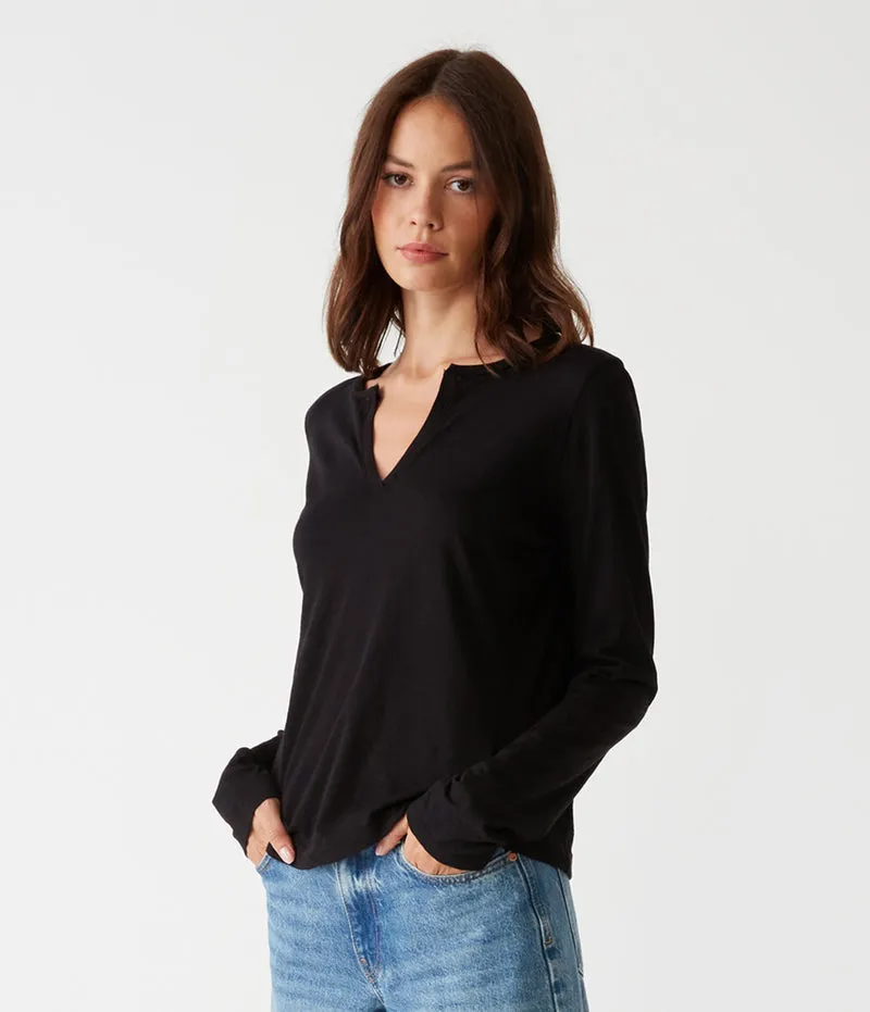 Hailie Rib Mixed Top | Black