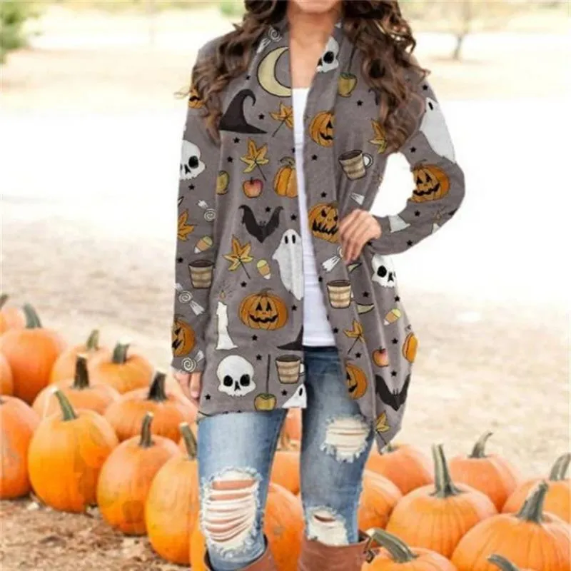 Halloween Printed Long Sleeve Knitted Cardigan