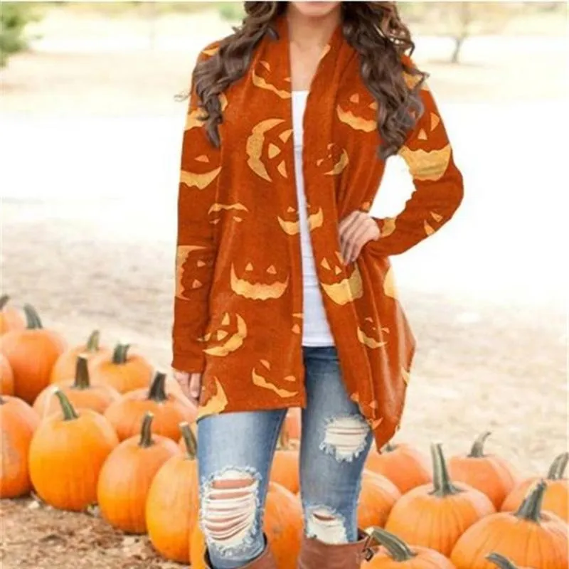 Halloween Printed Long Sleeve Knitted Cardigan