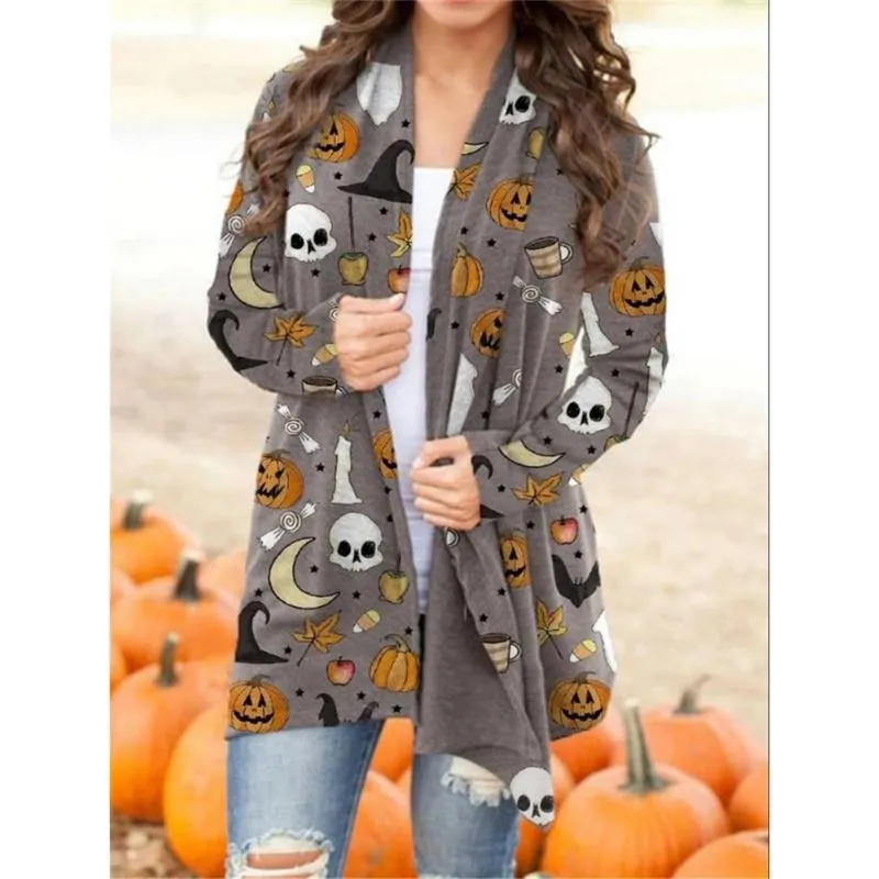 Halloween Printed Long Sleeve Knitted Cardigan