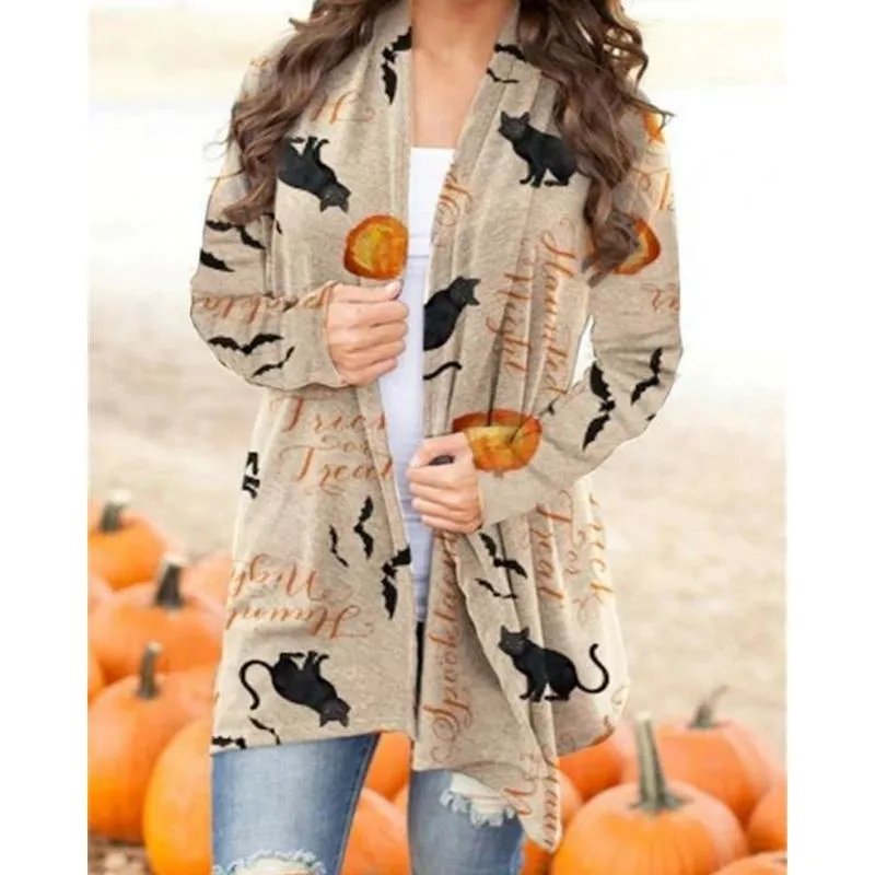 Halloween Printed Long Sleeve Knitted Cardigan