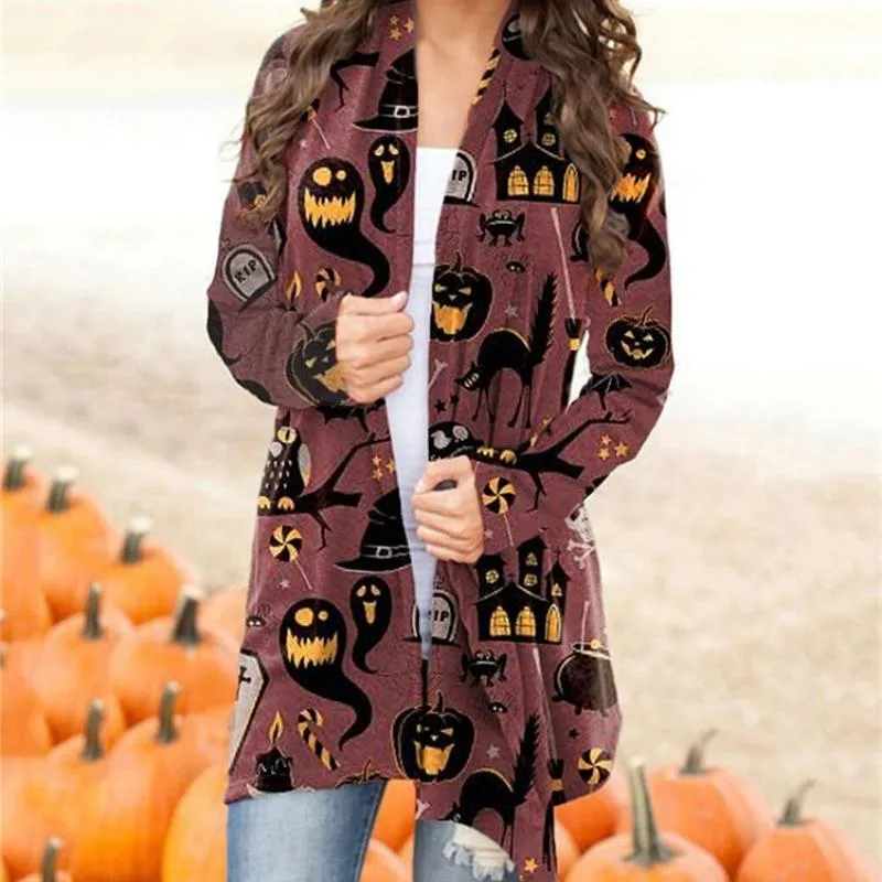 Halloween Printed Long Sleeve Knitted Cardigan