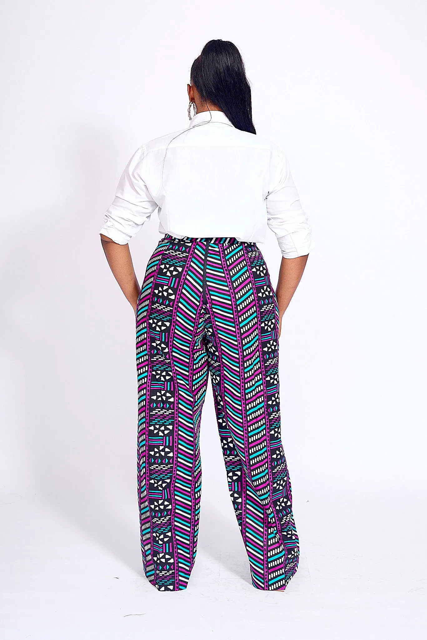 HASANA AFRICAN PRINT WIDE LEG PANTS