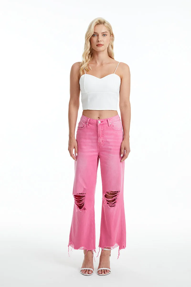 High Rise Vintage Crop Flare Denim Jeans