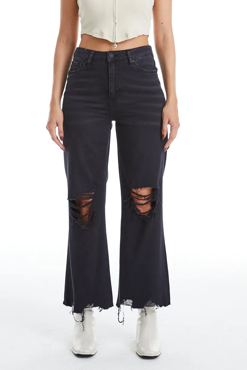 High Rise Vintage Crop Flare Denim Jeans