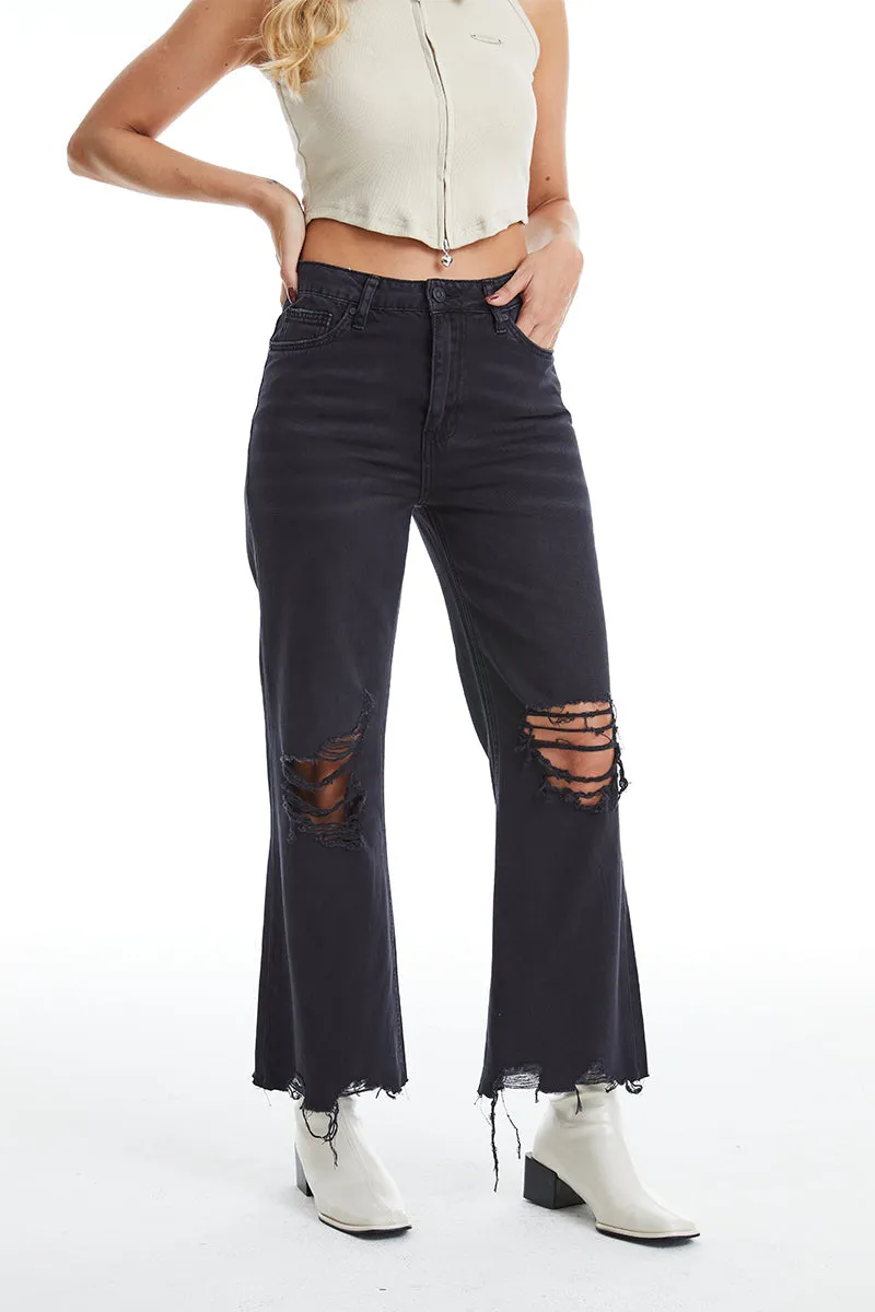 High Rise Vintage Crop Flare Denim Jeans