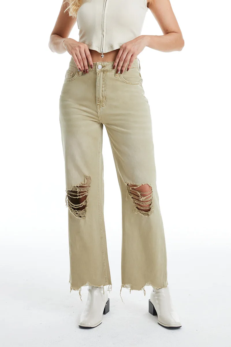 High Rise Vintage Crop Flare Denim Jeans