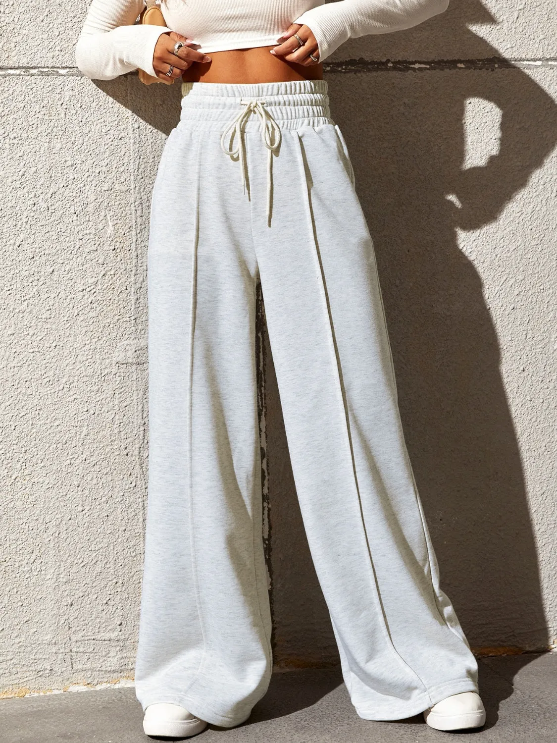 Honey Drawstring Elastic Waist Wide Leg Pants