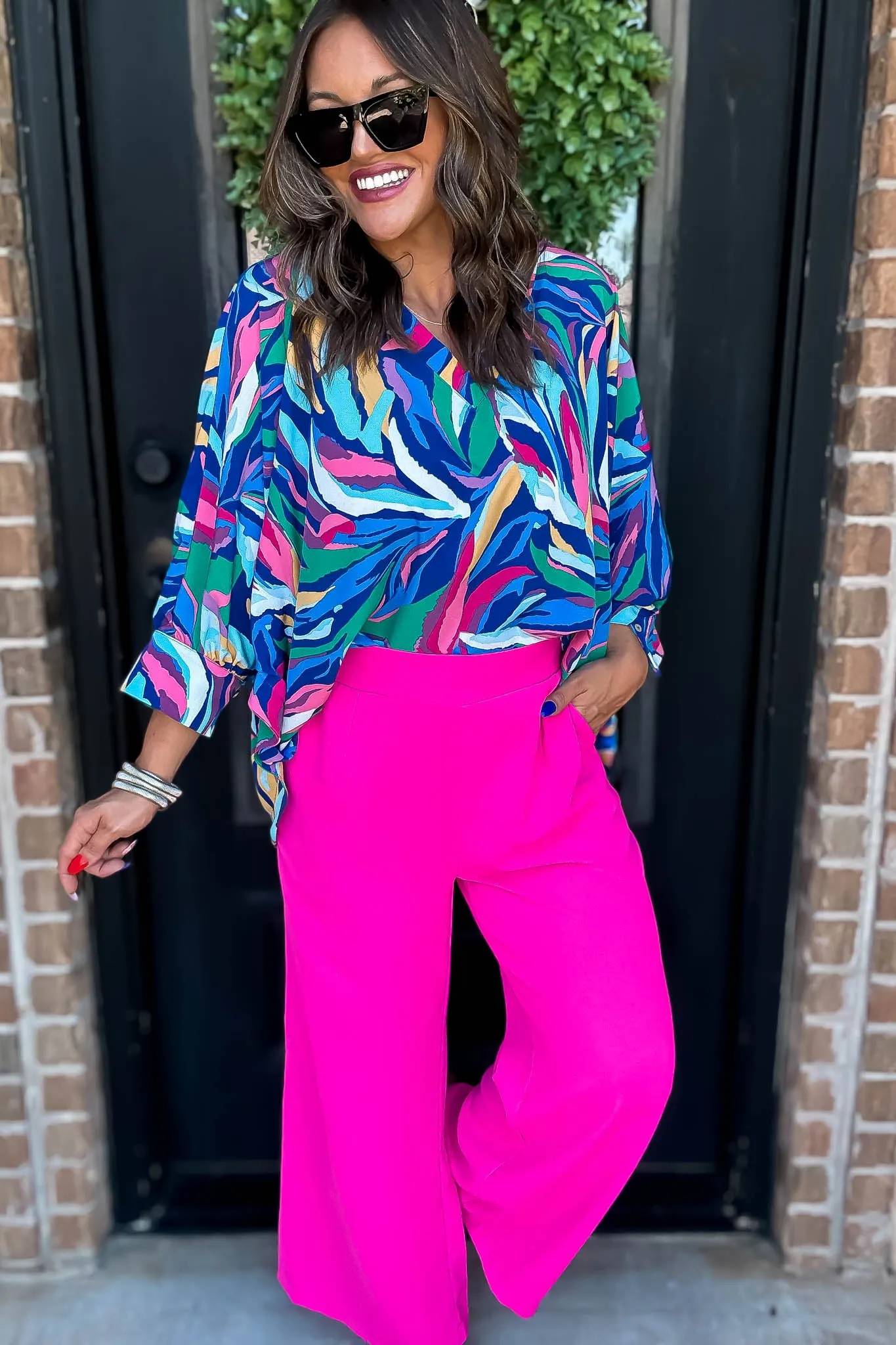 Hot Pink Solid Wide Leg Pants