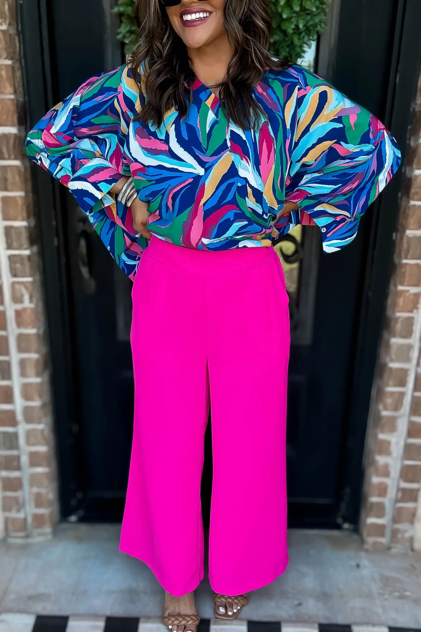 Hot Pink Solid Wide Leg Pants