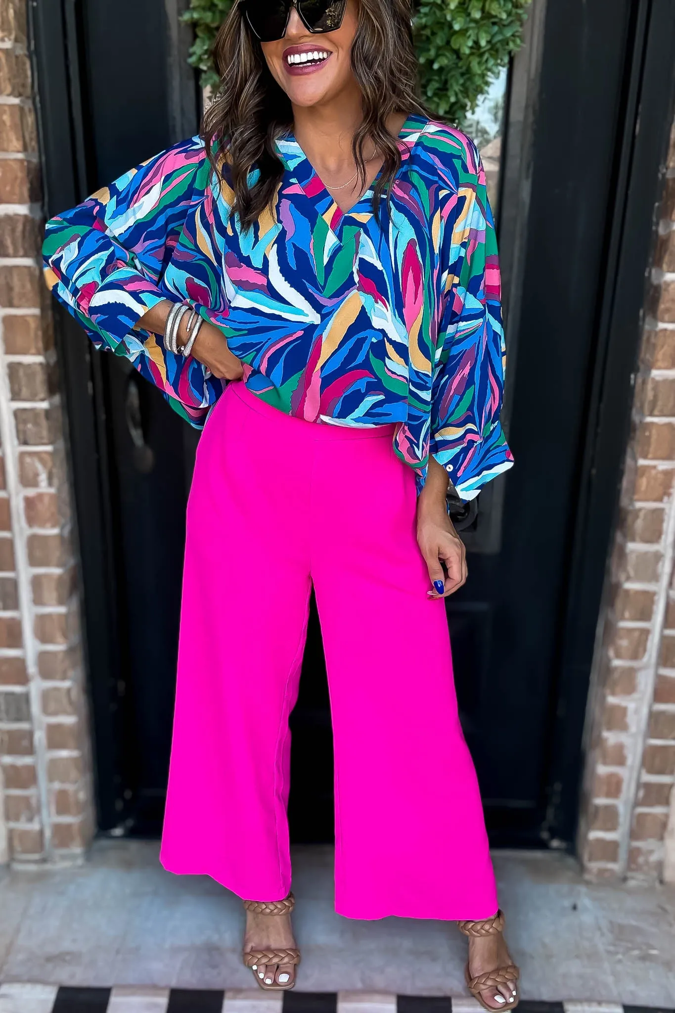 Hot Pink Solid Wide Leg Pants