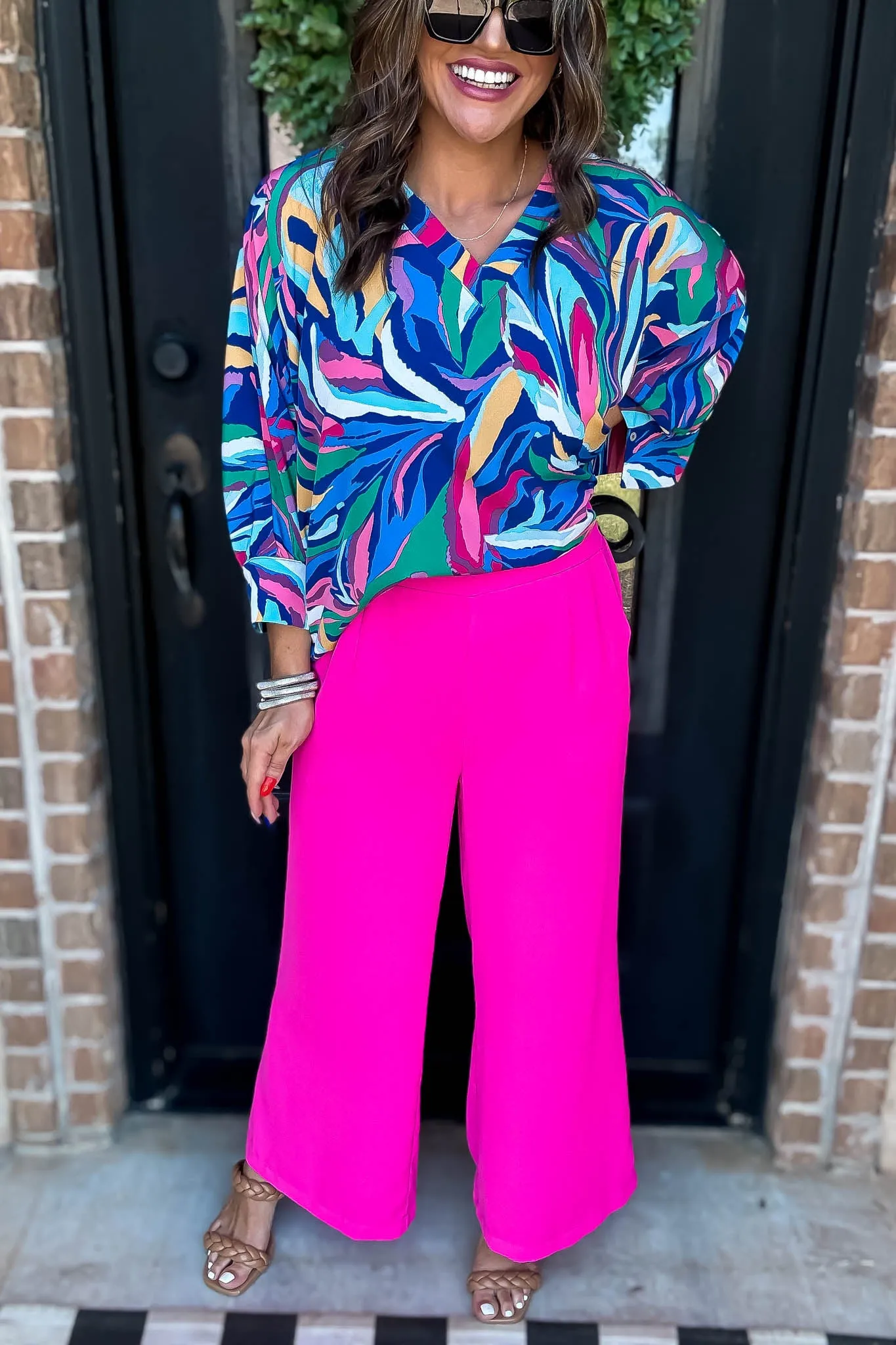 Hot Pink Solid Wide Leg Pants