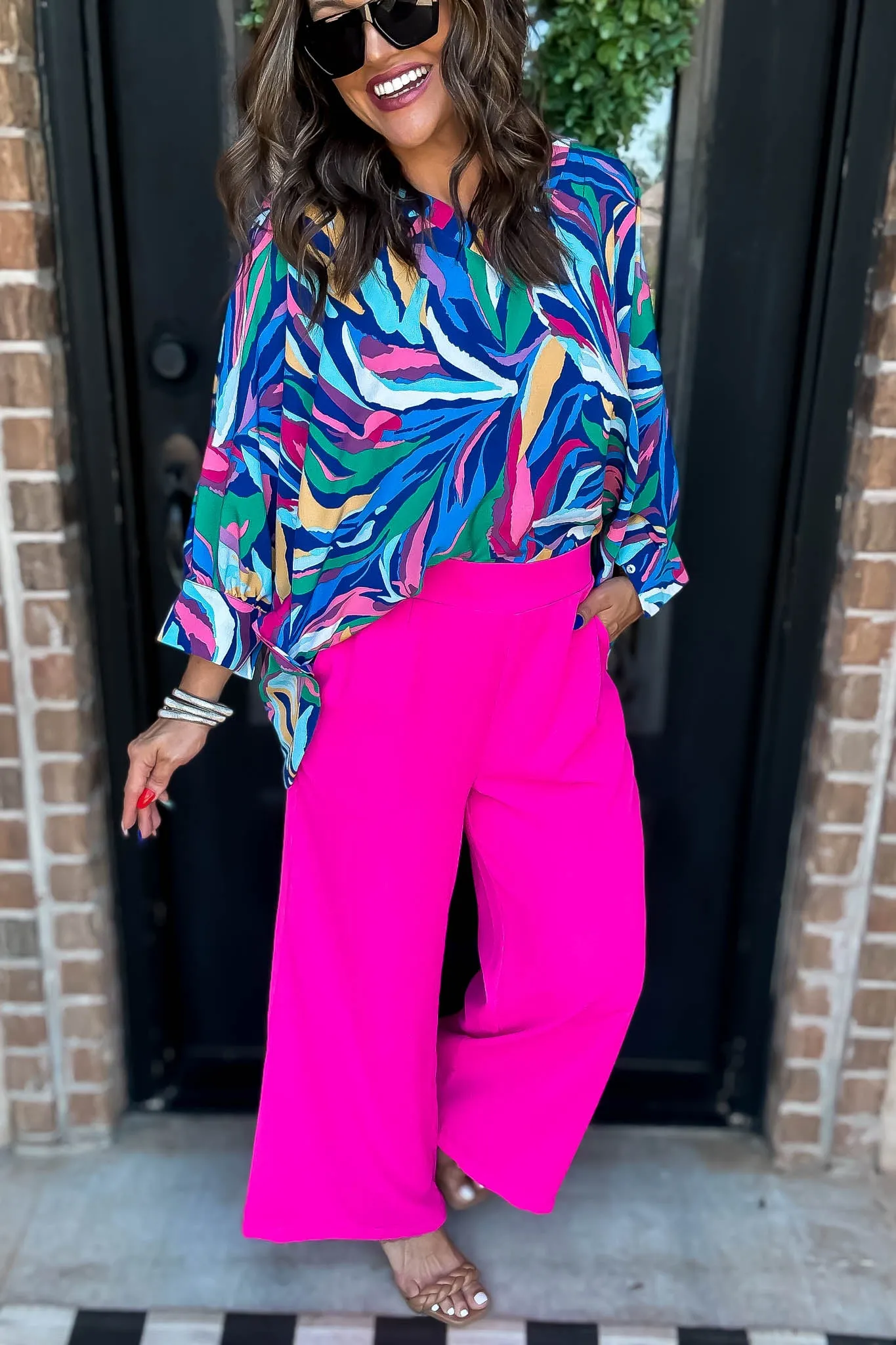 Hot Pink Solid Wide Leg Pants