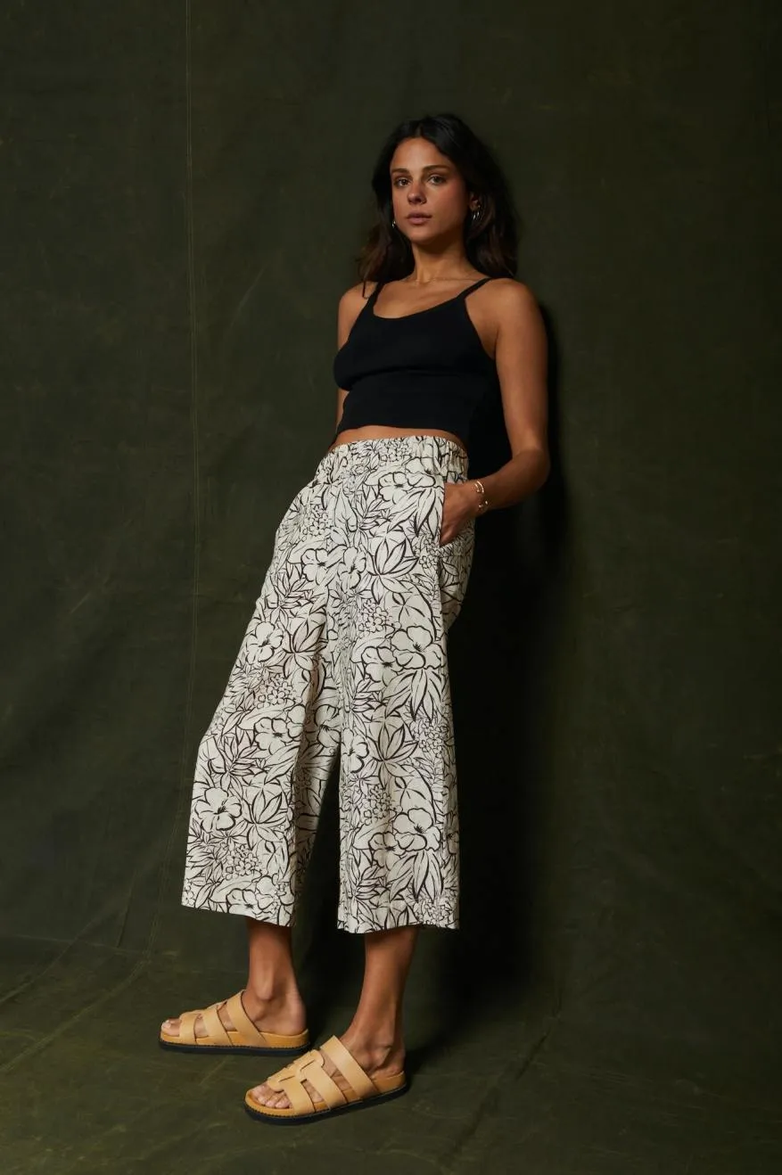 Indo Linen Wide Leg Pant - Whitecap