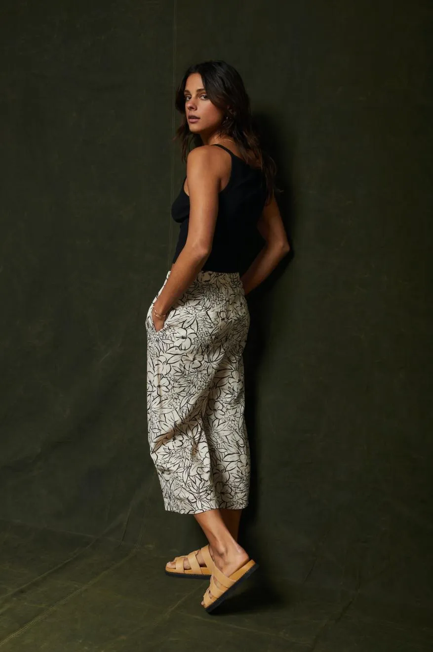 Indo Linen Wide Leg Pant - Whitecap