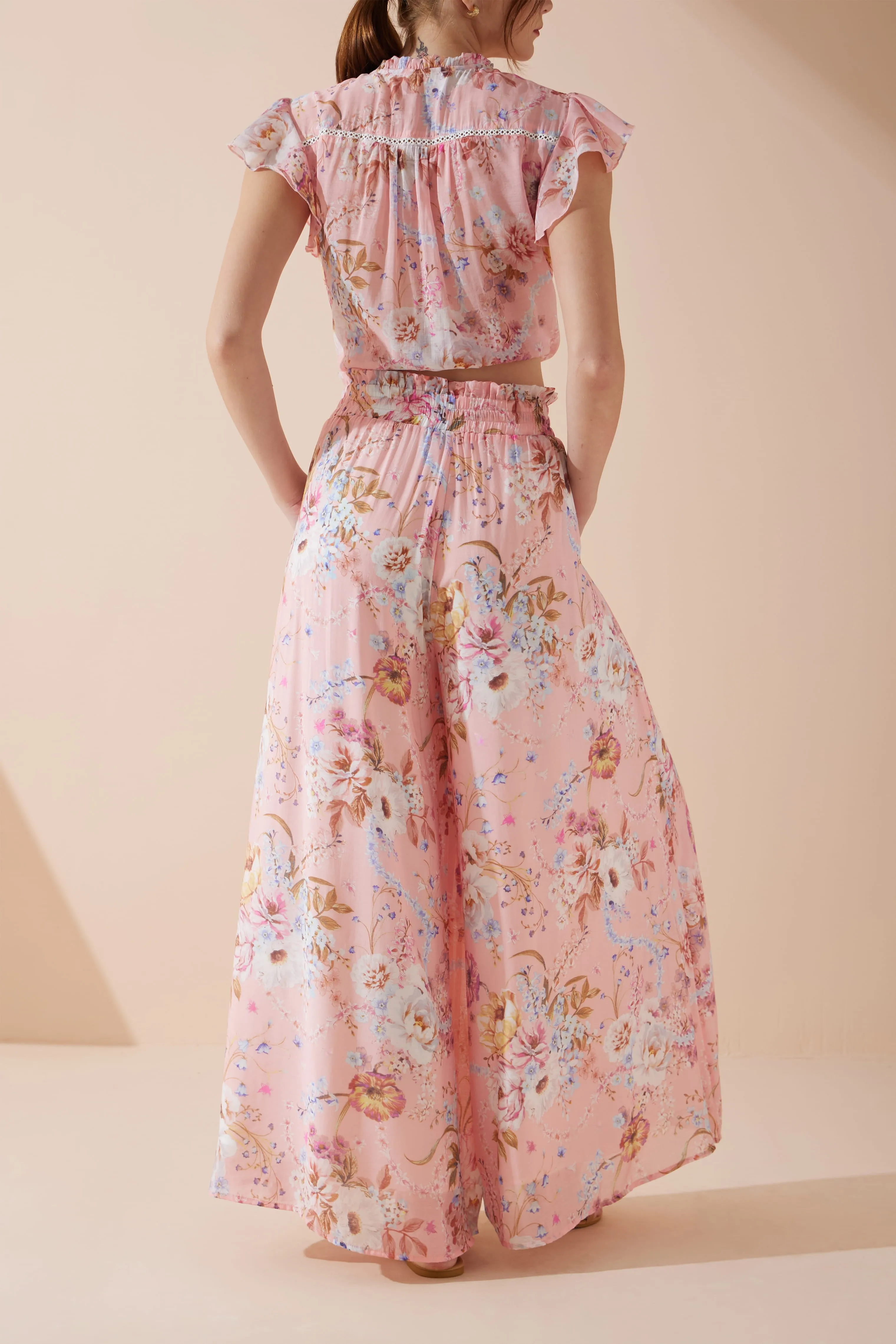 Juliette Pink Floral Wide Leg Pants