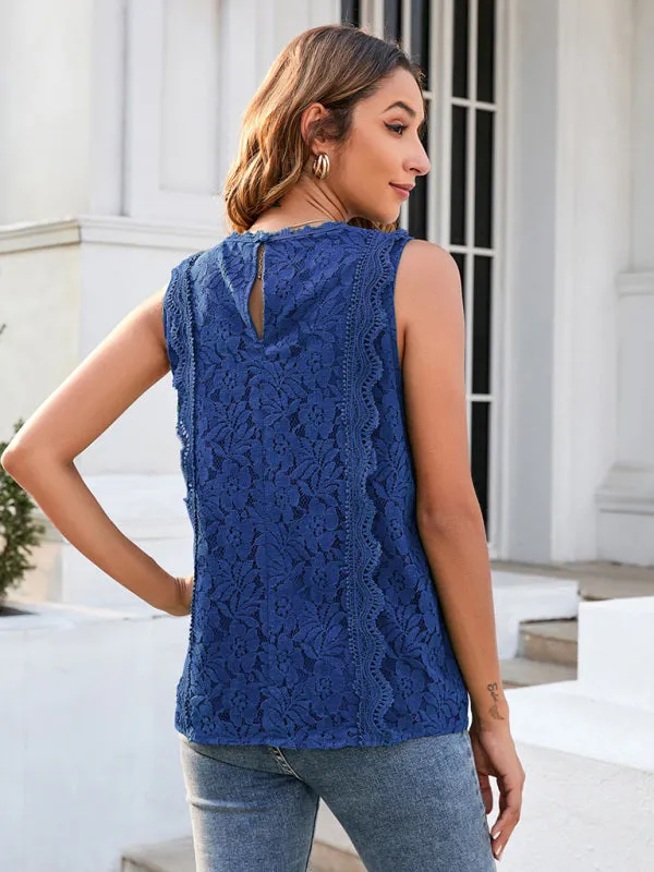 Lace Vest New Solid Color Hollow Lace Sexy Knitted Lace Top