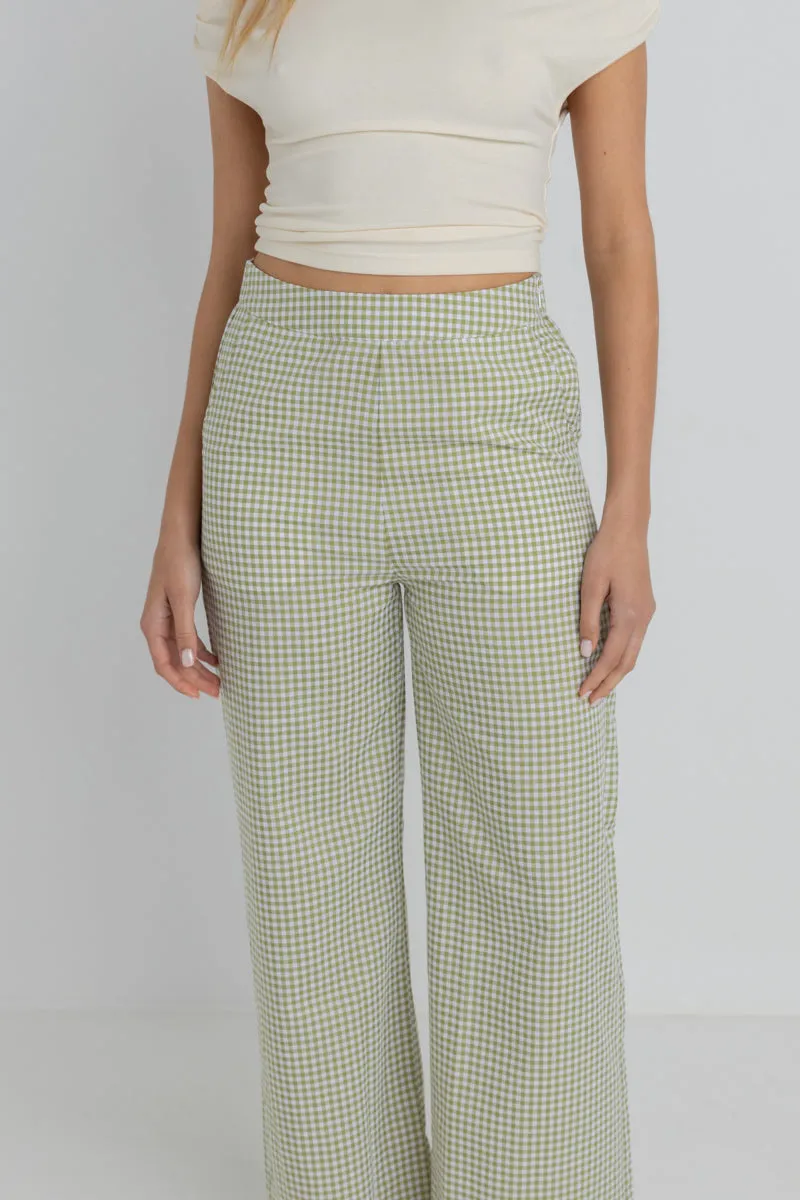 Lana Gingham Pant Green