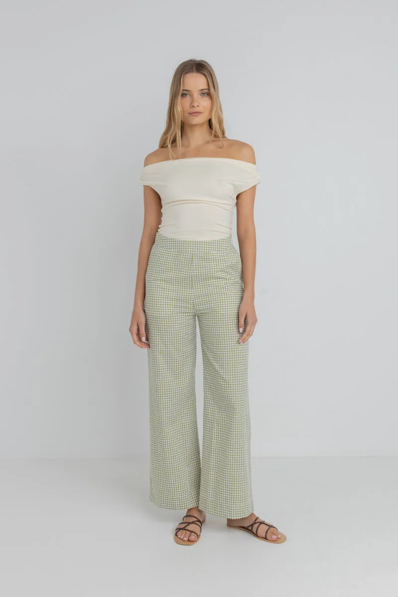 Lana Gingham Pant Green