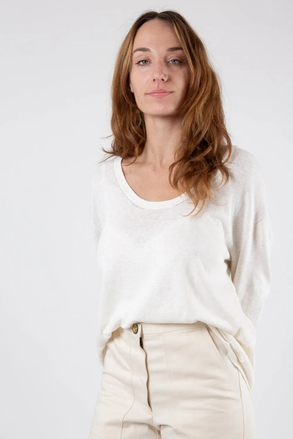 Lauren Manoogian Long Sleeve U Neck In Bone