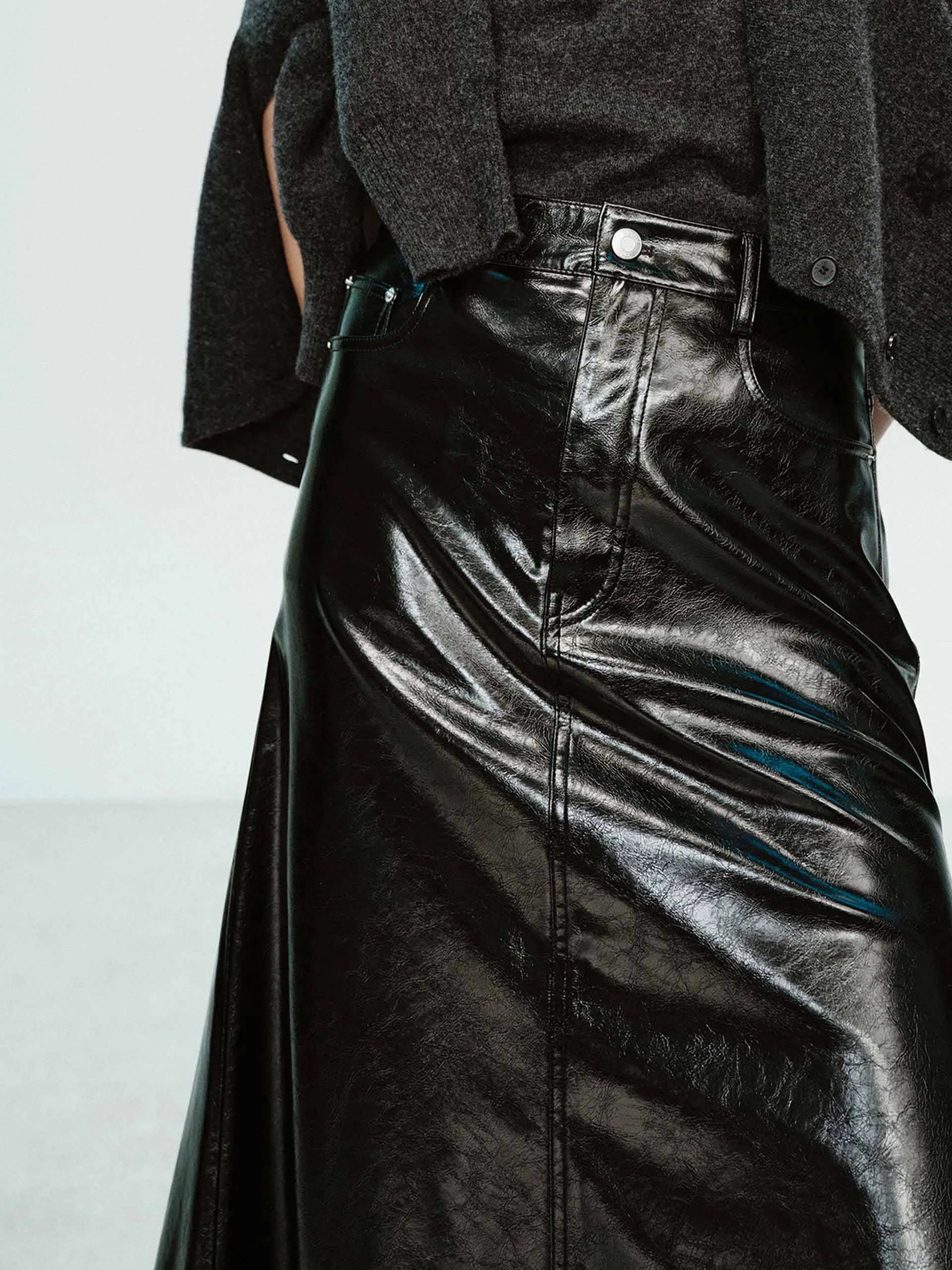 Leather A-line Cut Skirt