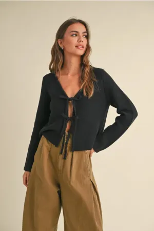 Long Sleeve Tie Front Cardigan