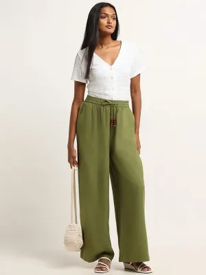 LOV Green High Rise Wide Leg Pants