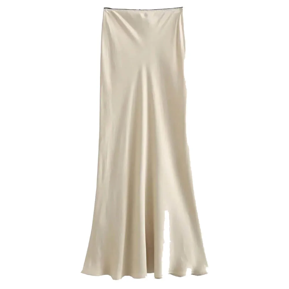 Low Waist Satin Maxi Skirt