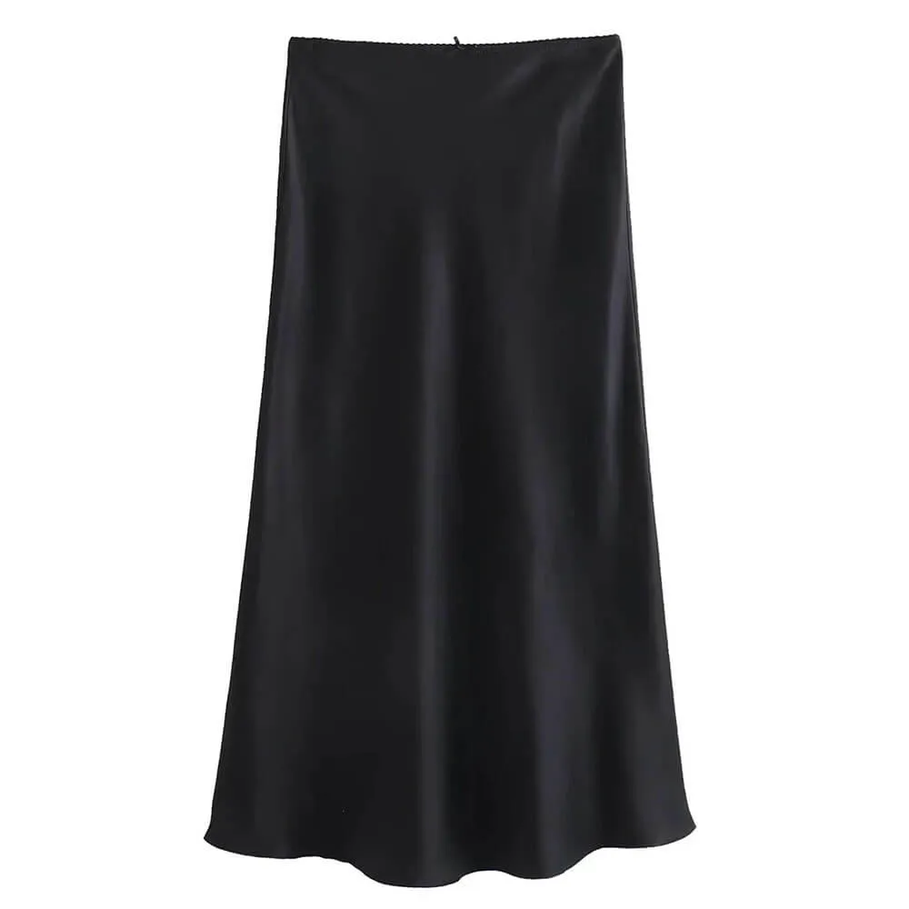 Low Waist Satin Maxi Skirt