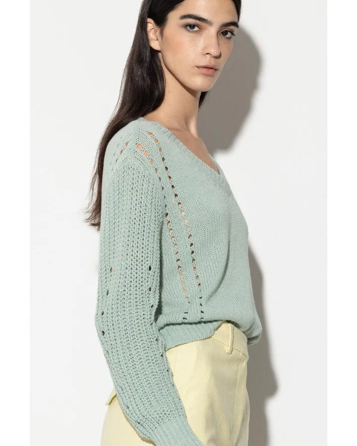 Luisa Cerano Ribbed Lace Detail Pullover