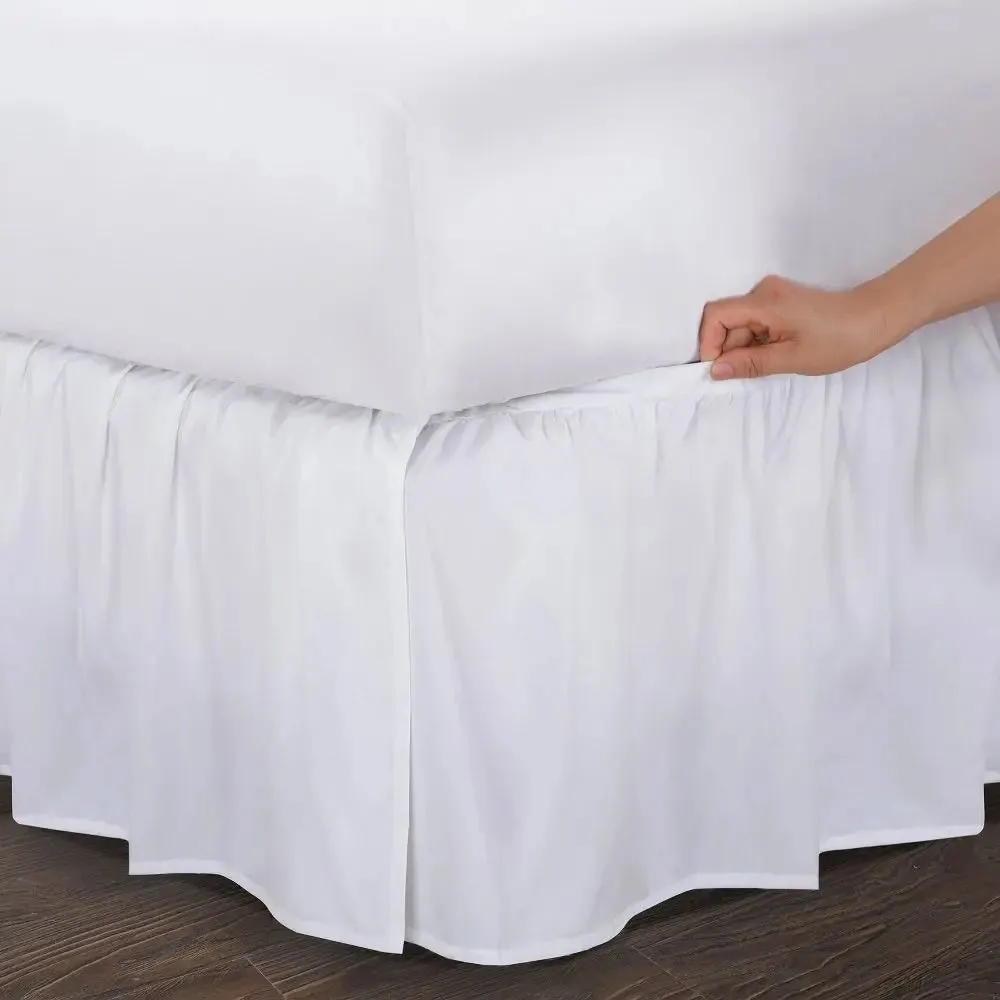 Magic Skirt Bed Skirt Elastic Band Pre-Shrunk, White, King