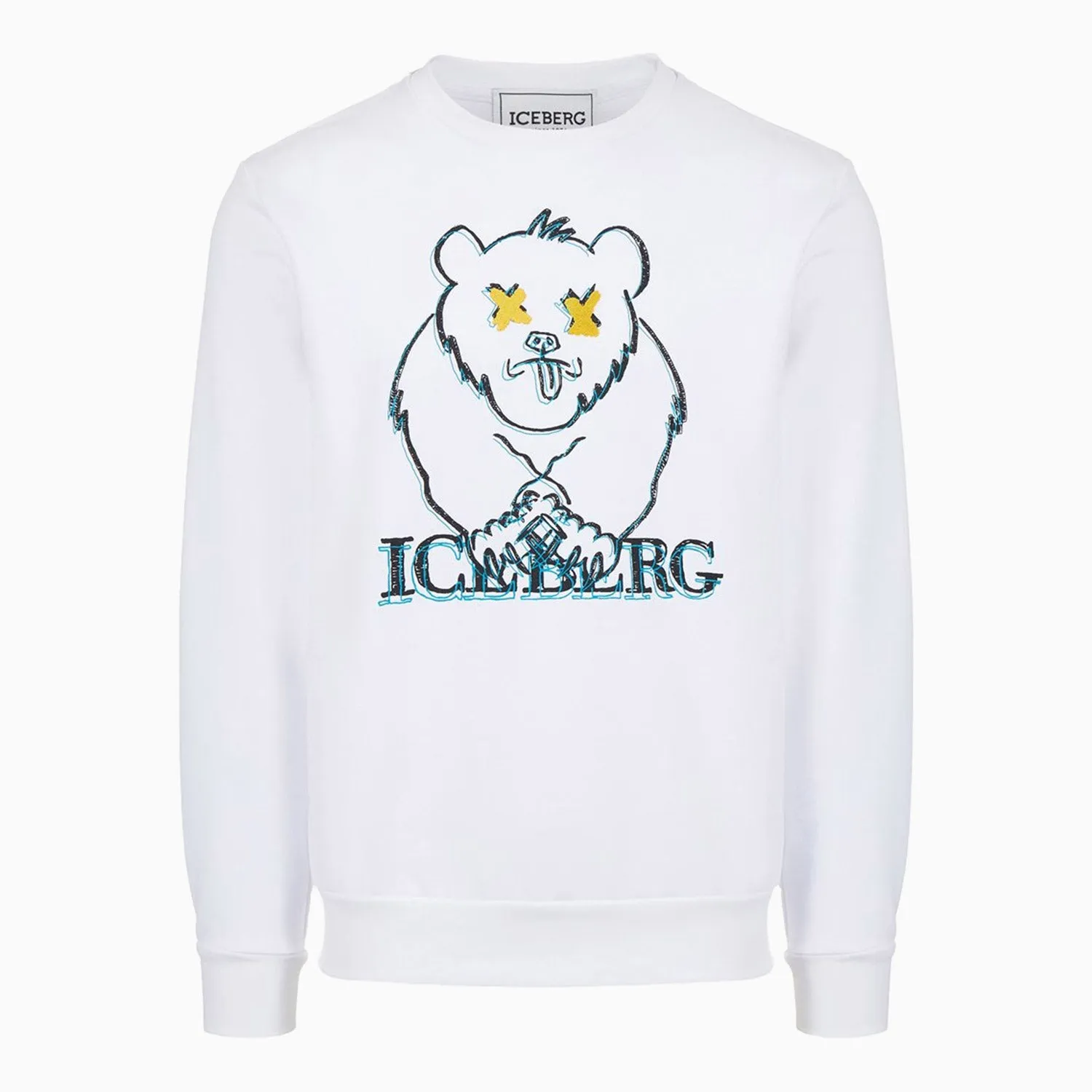 Men's Crew Neck Sweatshirt With Cartoon Graphics And Logo