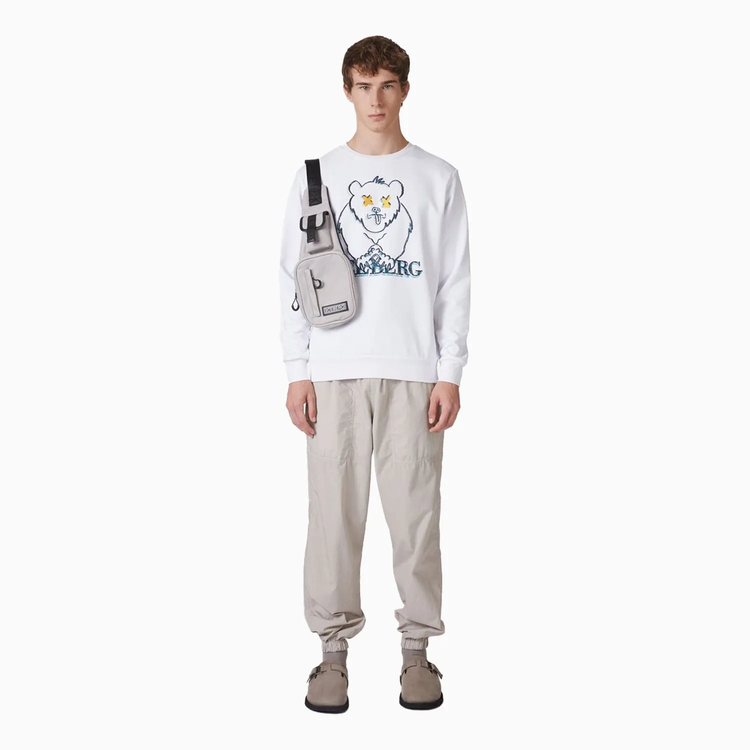 Men's Crew Neck Sweatshirt With Cartoon Graphics And Logo