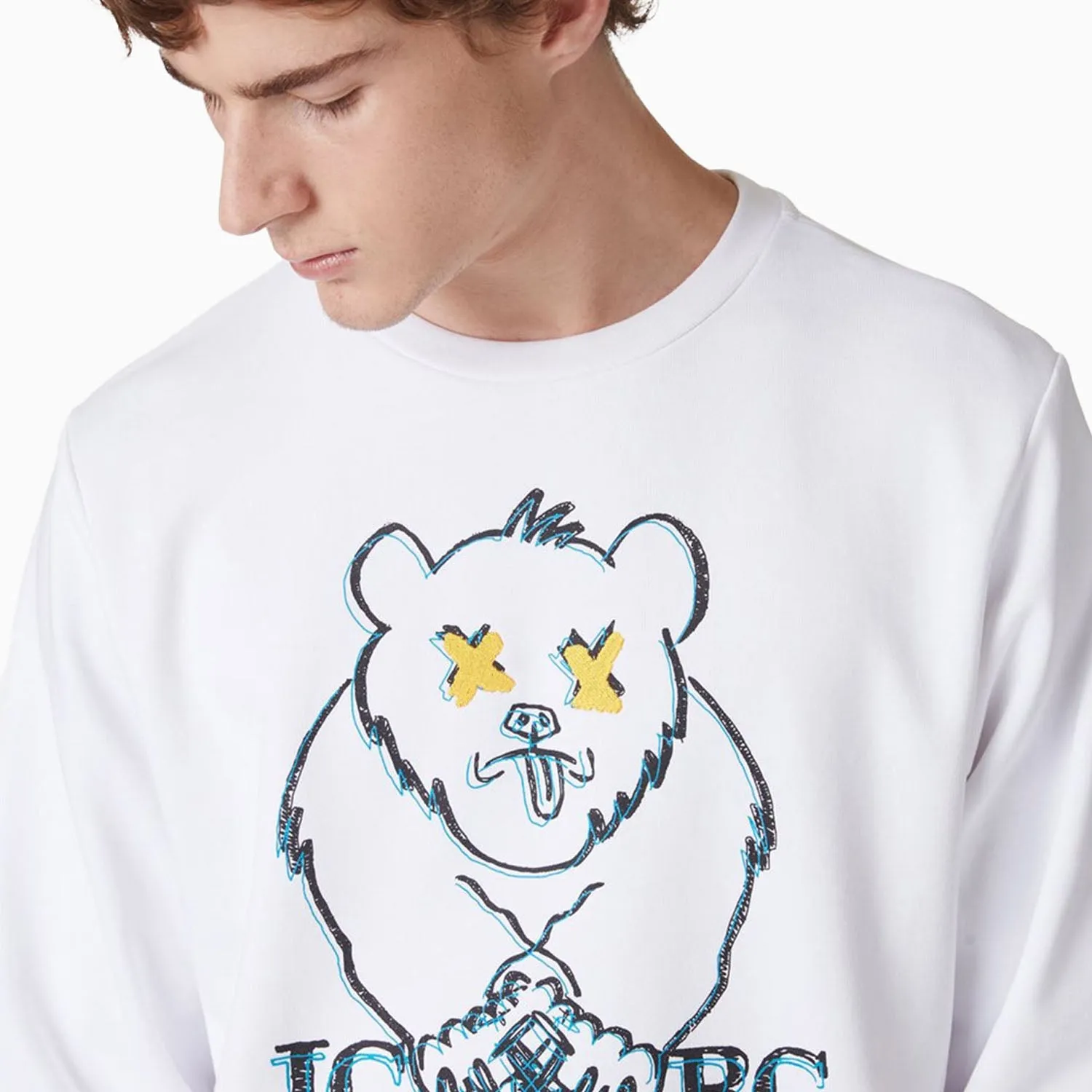 Men's Crew Neck Sweatshirt With Cartoon Graphics And Logo