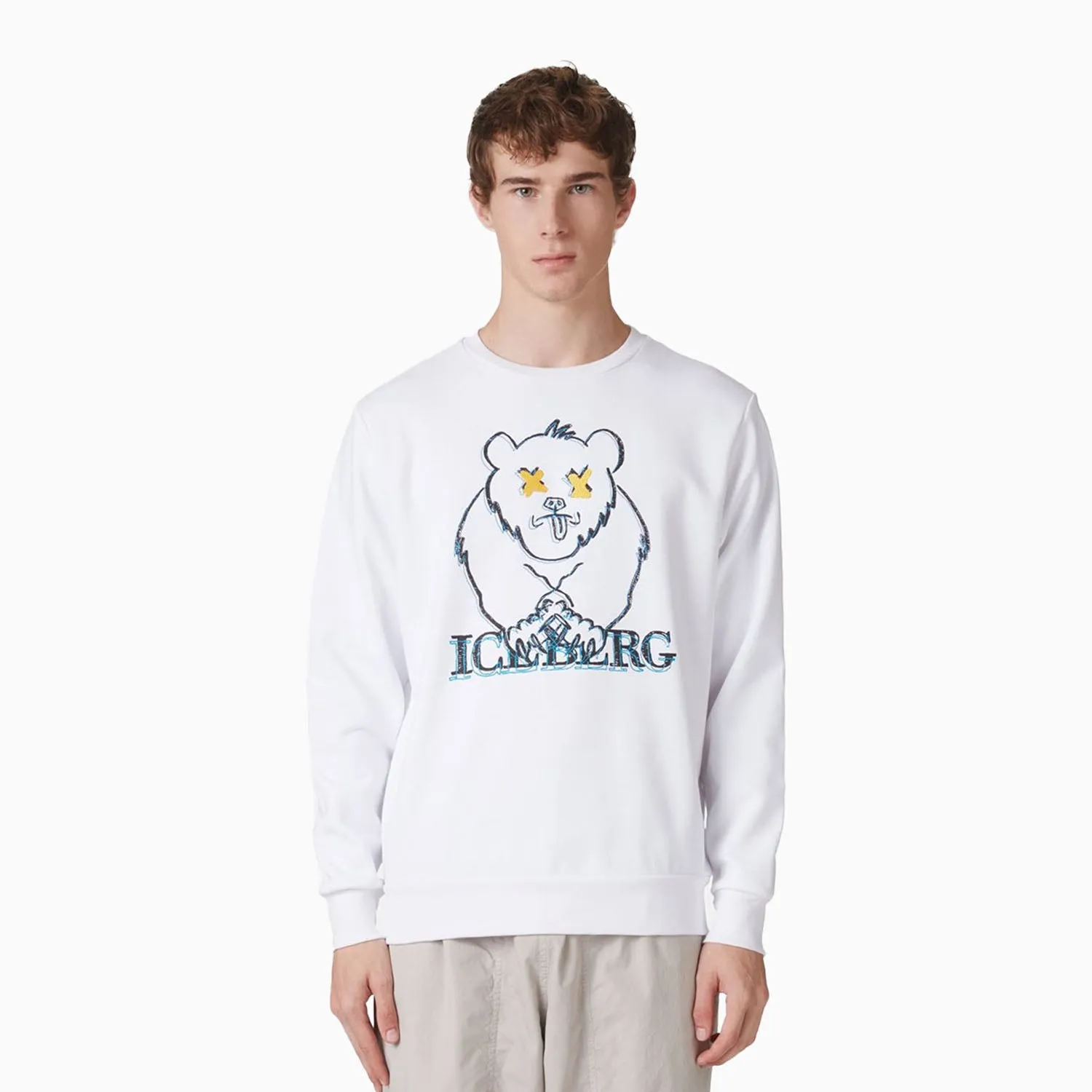 Men's Crew Neck Sweatshirt With Cartoon Graphics And Logo