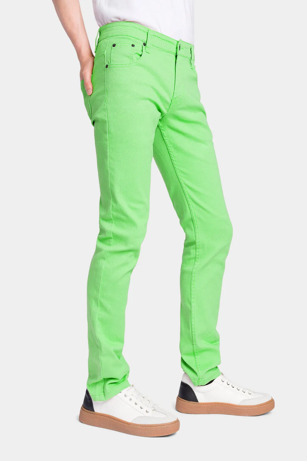 Men's Essential Skinny Fit Colored Jeans (Neon Green)