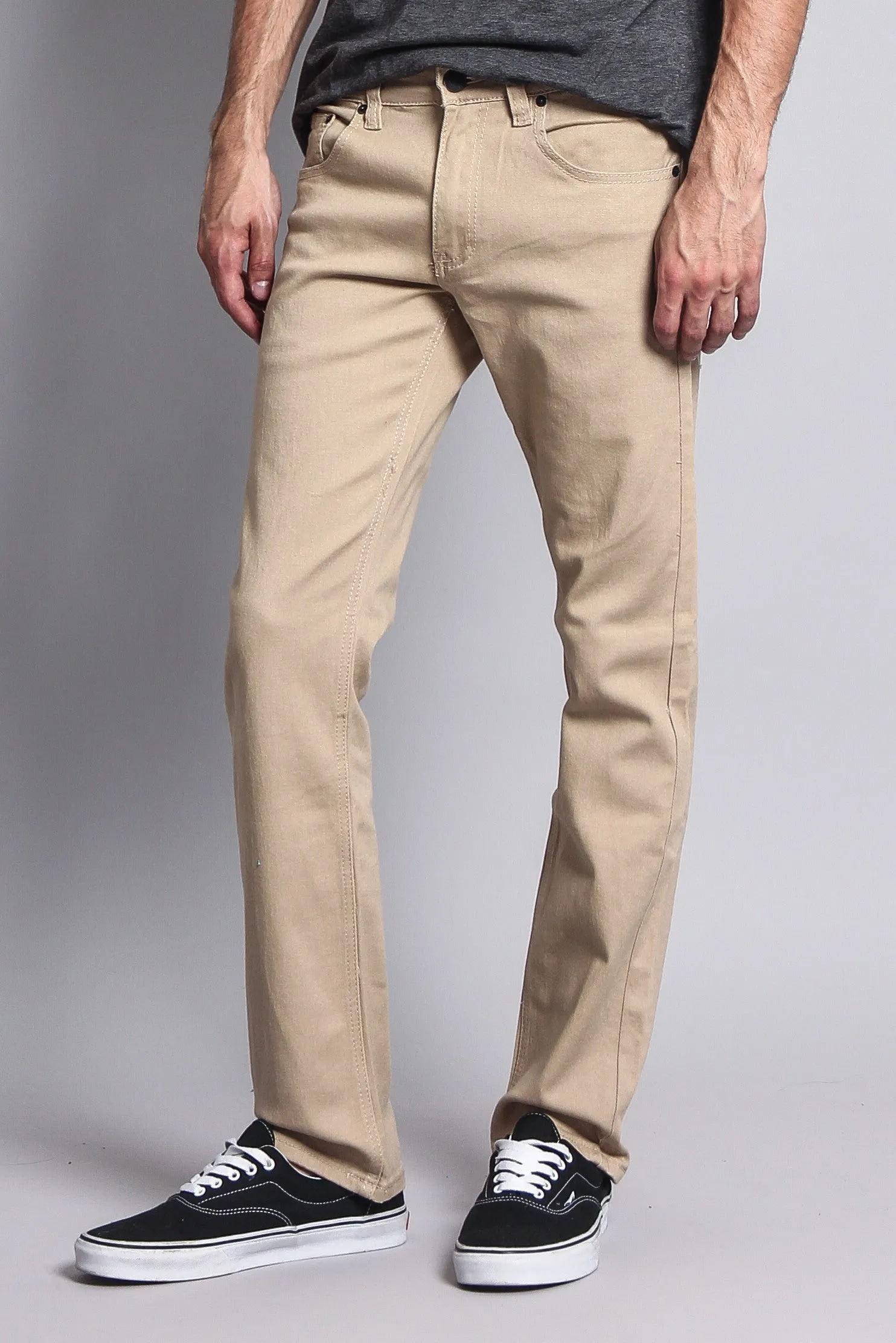 Men's Slim Fit Colored Jeans (Khaki)