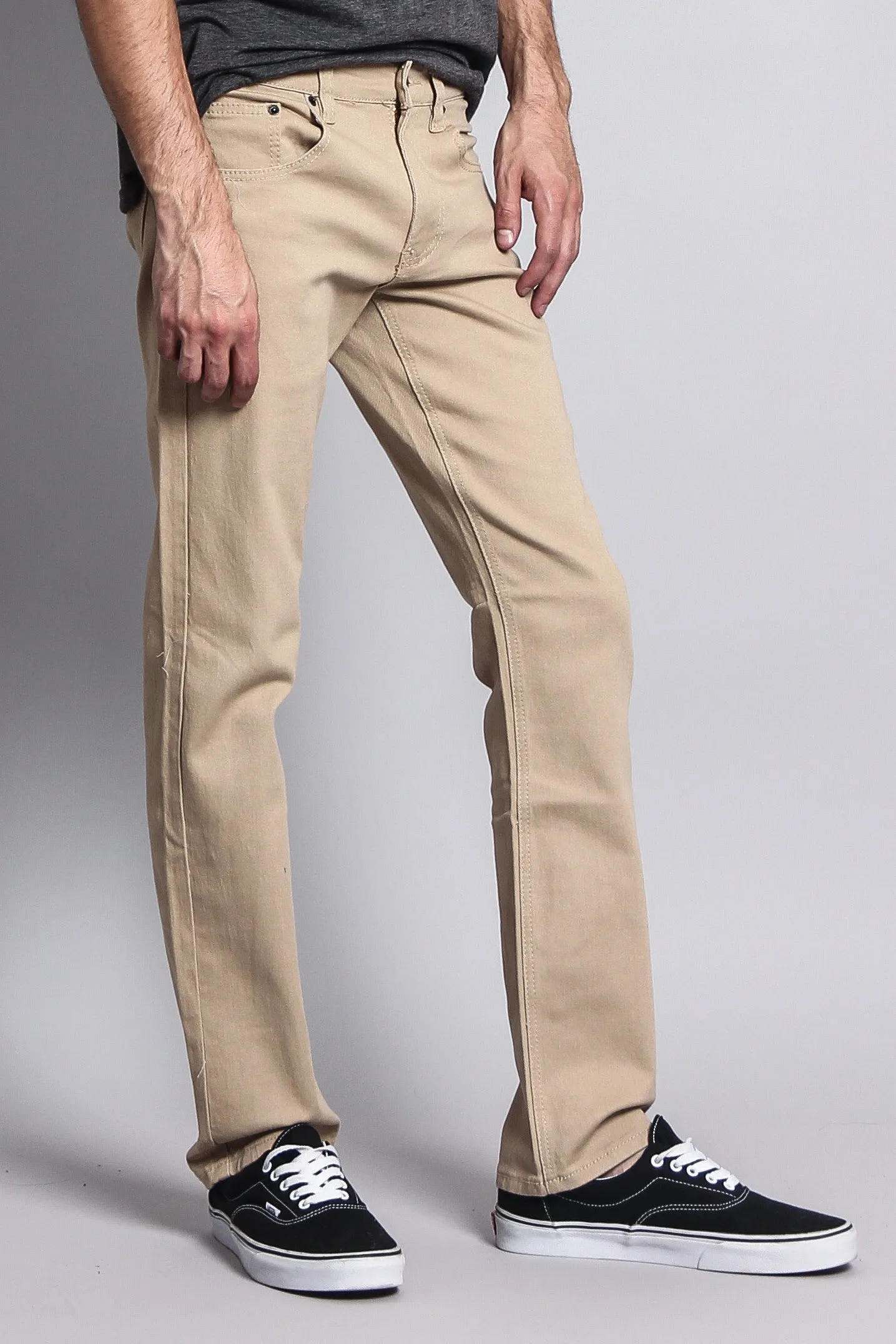 Men's Slim Fit Colored Jeans (Khaki)