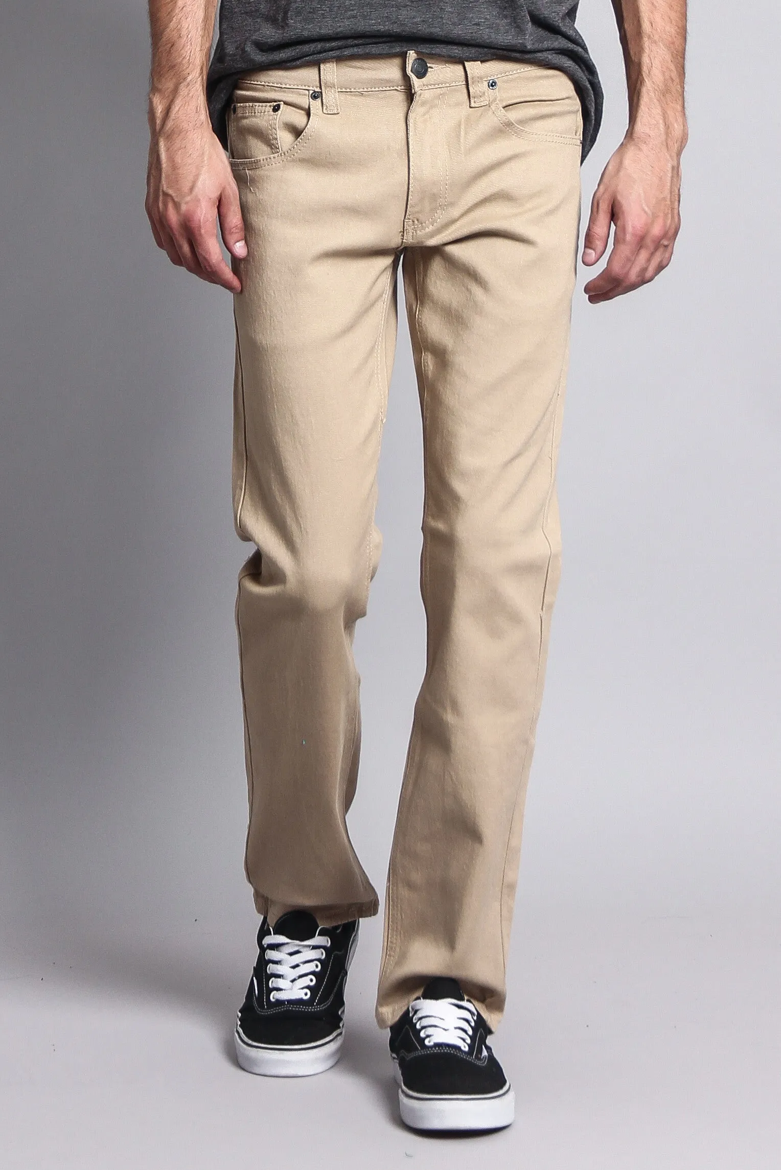 Men's Slim Fit Colored Jeans (Khaki)