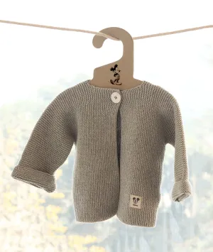 Mickey Mouse Cardigan for Newborn Babies in Vanilla Grey Melange Color