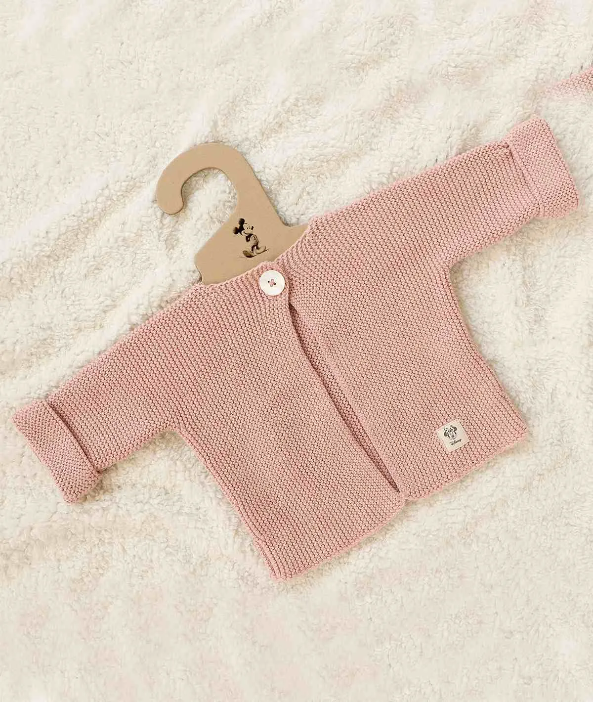 Minnie Mouse Cardigan for Newborn Babies in Pink Pearl Color