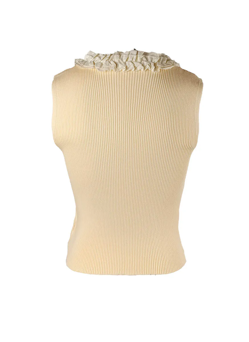 O240008 V-Neck Sleeveless Knitted Top *Yellow