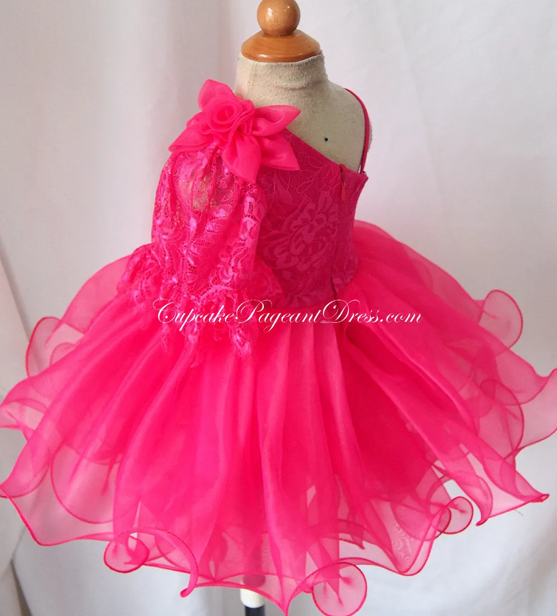 One Shoulder Lace toddler/baby/children/kids doll style Girl's Pageant Dress